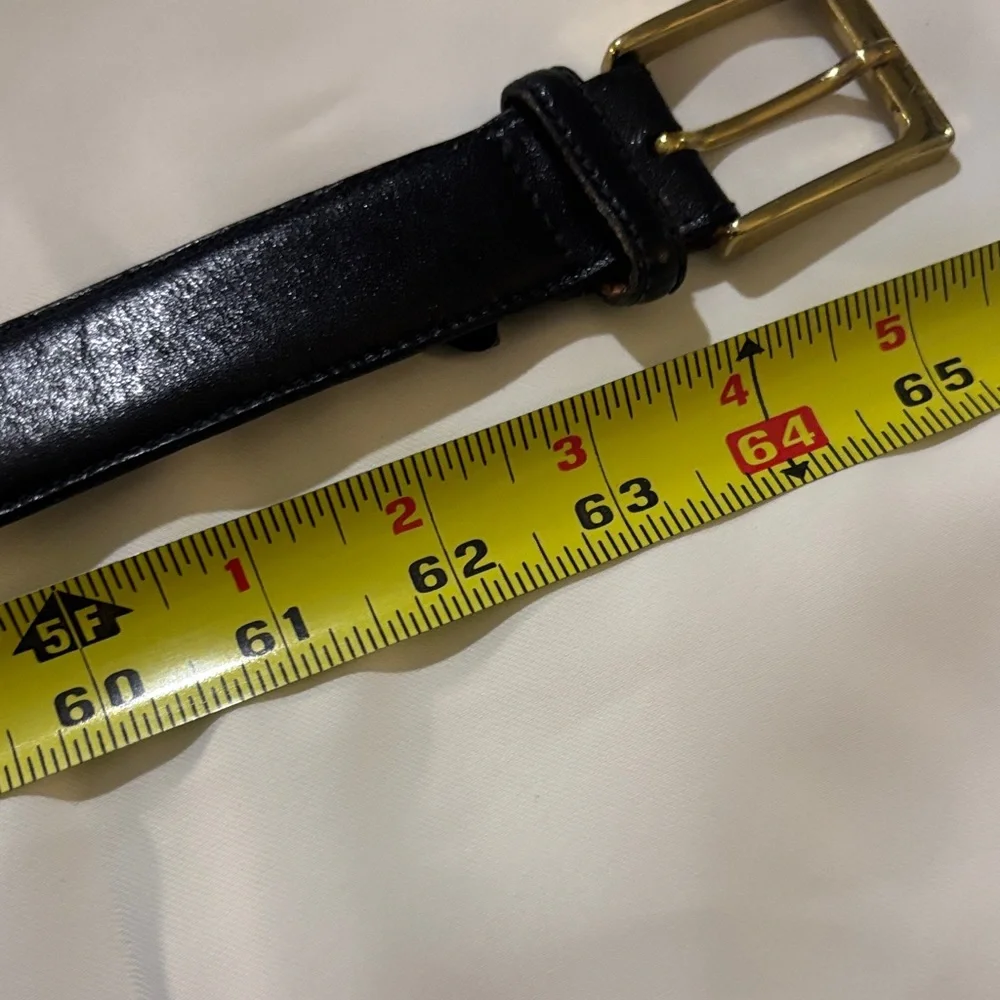 Trafalgar Black Leather Belt with Gold Buckle